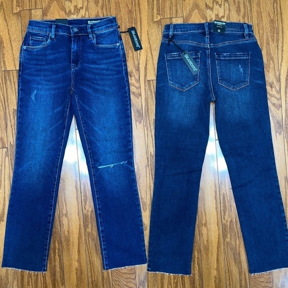 NWT Blank NYC The Madison High Rise Crop Dark Wash Jeans Raw Hem Size 25 - Picture 10 of 12